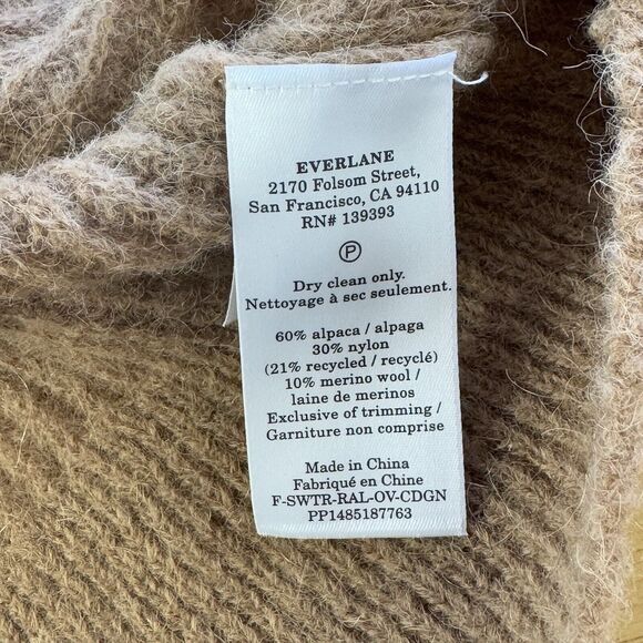 Everlane The Oversized Alpaca Merino Wool Cardigan Lightweight Pristine Tan XS - Picture 6 of 12